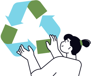 Ícone: pessoa abraçando o símbolo de reciclagem