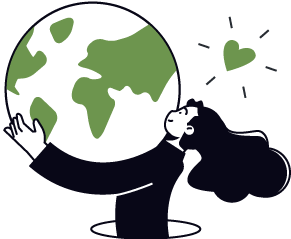 Ícone: pessoa abraçando o planeta com carinho